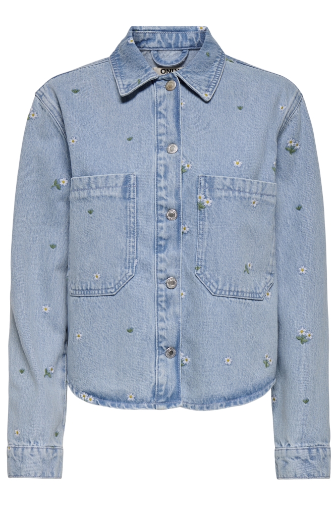 ONLCASSIE EMB LS OVS DNM SHIRT AKM 15349520 LIGHT BLUE DENIM